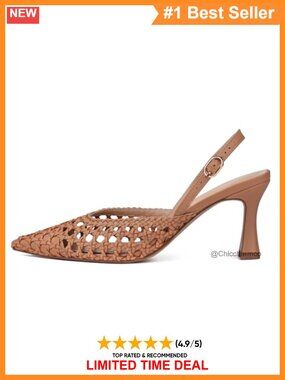 Woven Slingback Heels Pointed Toe Pumps Low Heel Formal Shoes